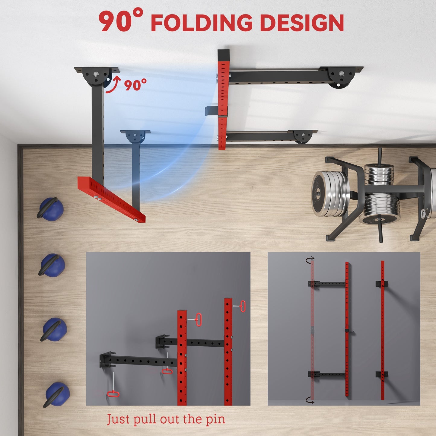 Folding Squat Rack with Pull Up Bar