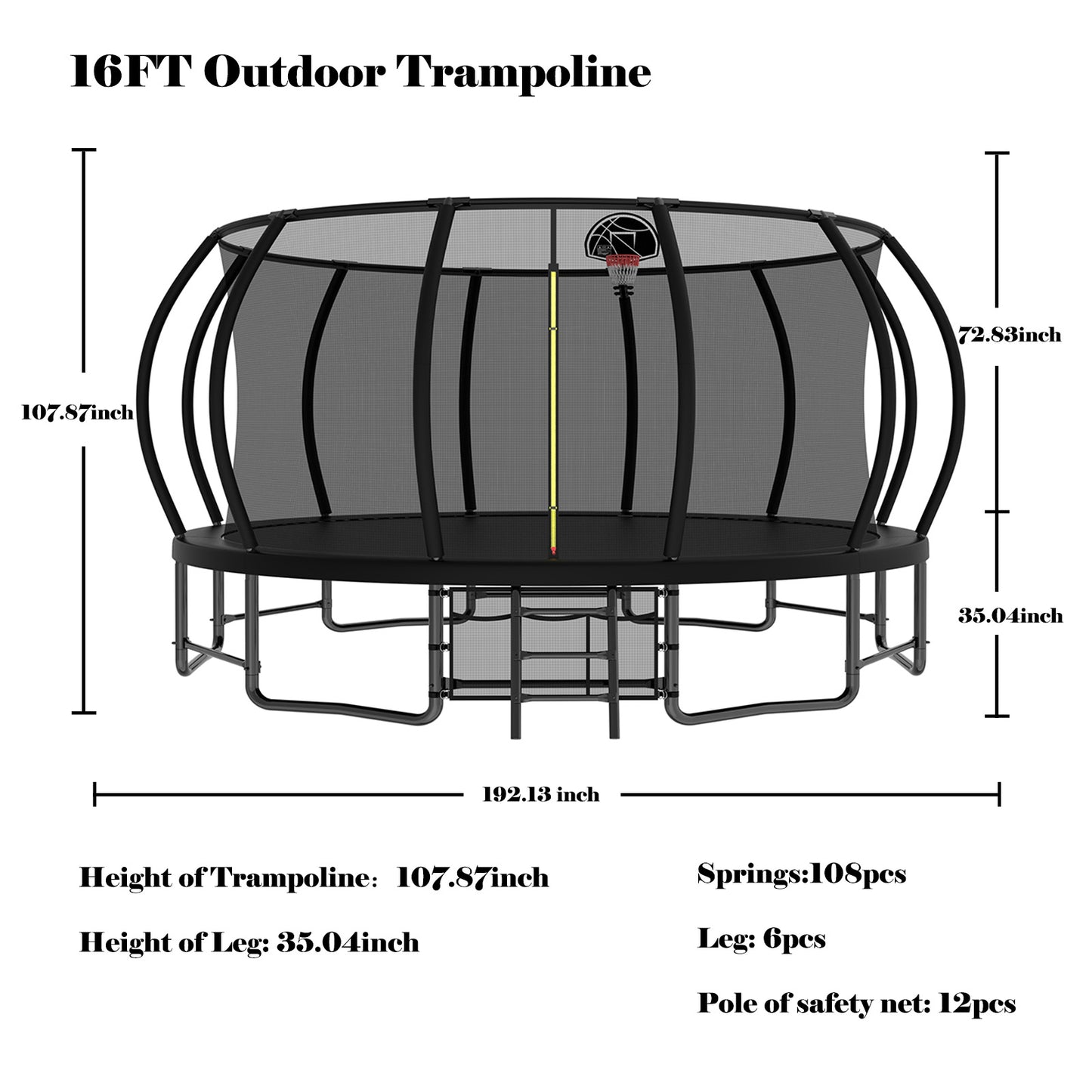 16FT Outdoor Trampoline For Kids And Adults