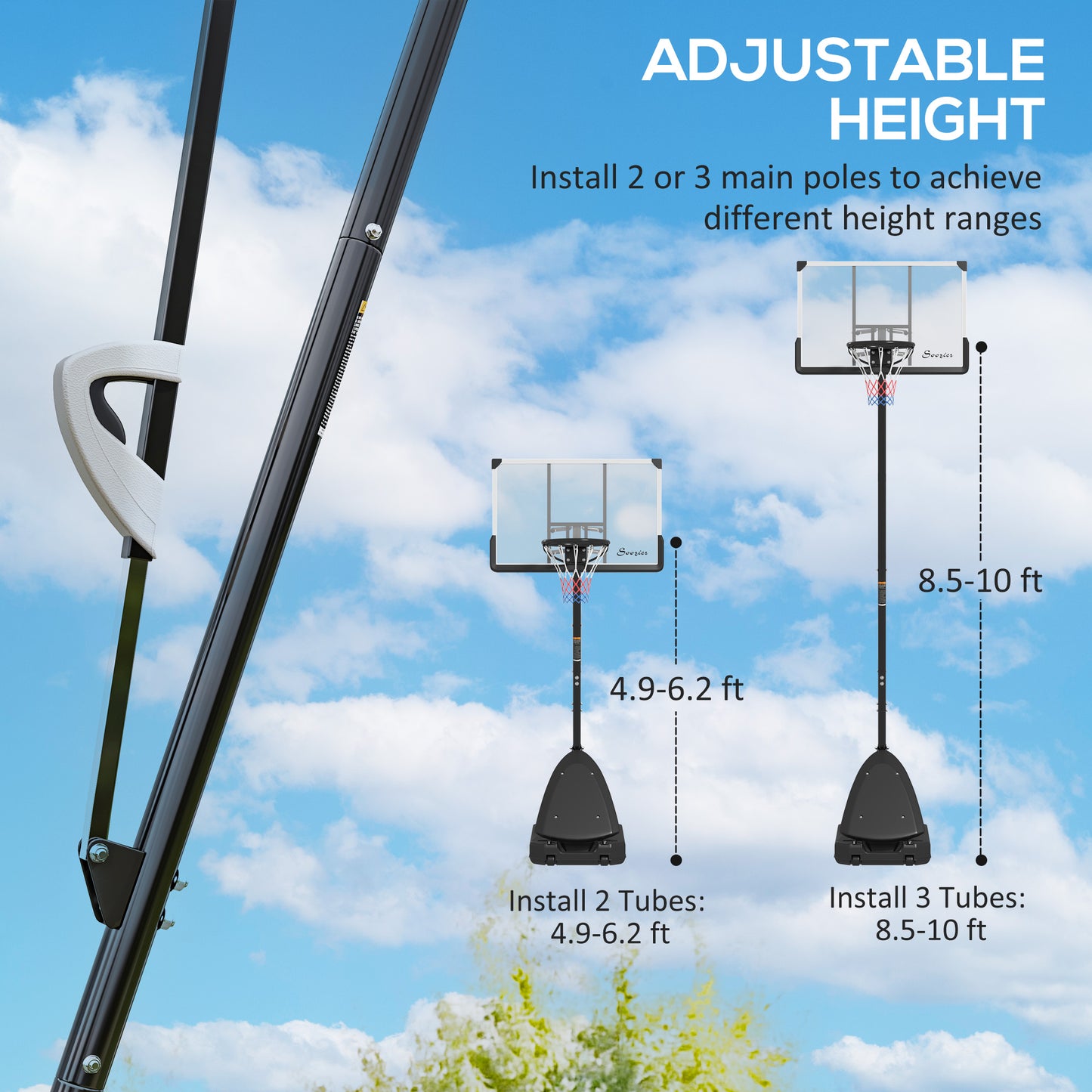 Freestanding Basketball System with 44" Shatterproof Backboard