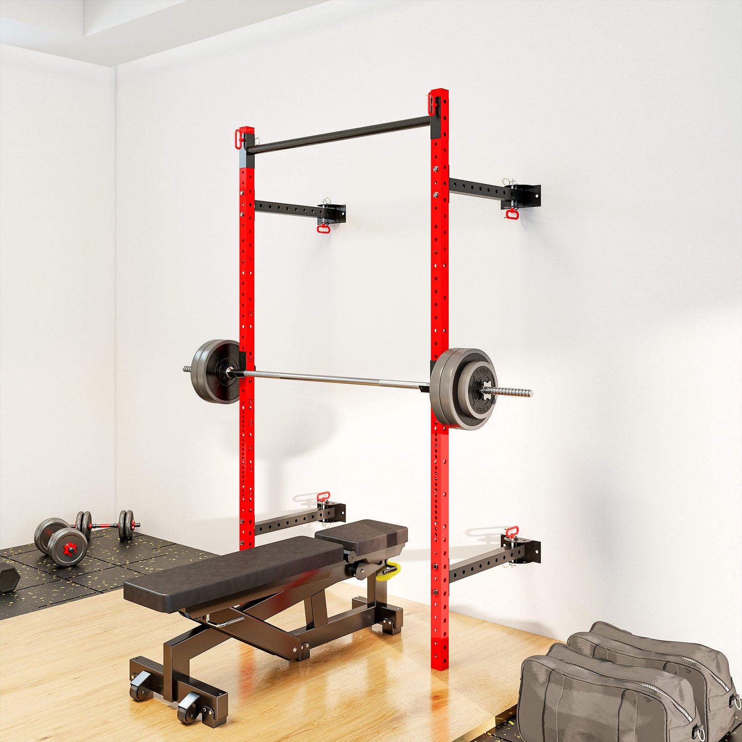 Folding Squat Rack with Pull Up Bar