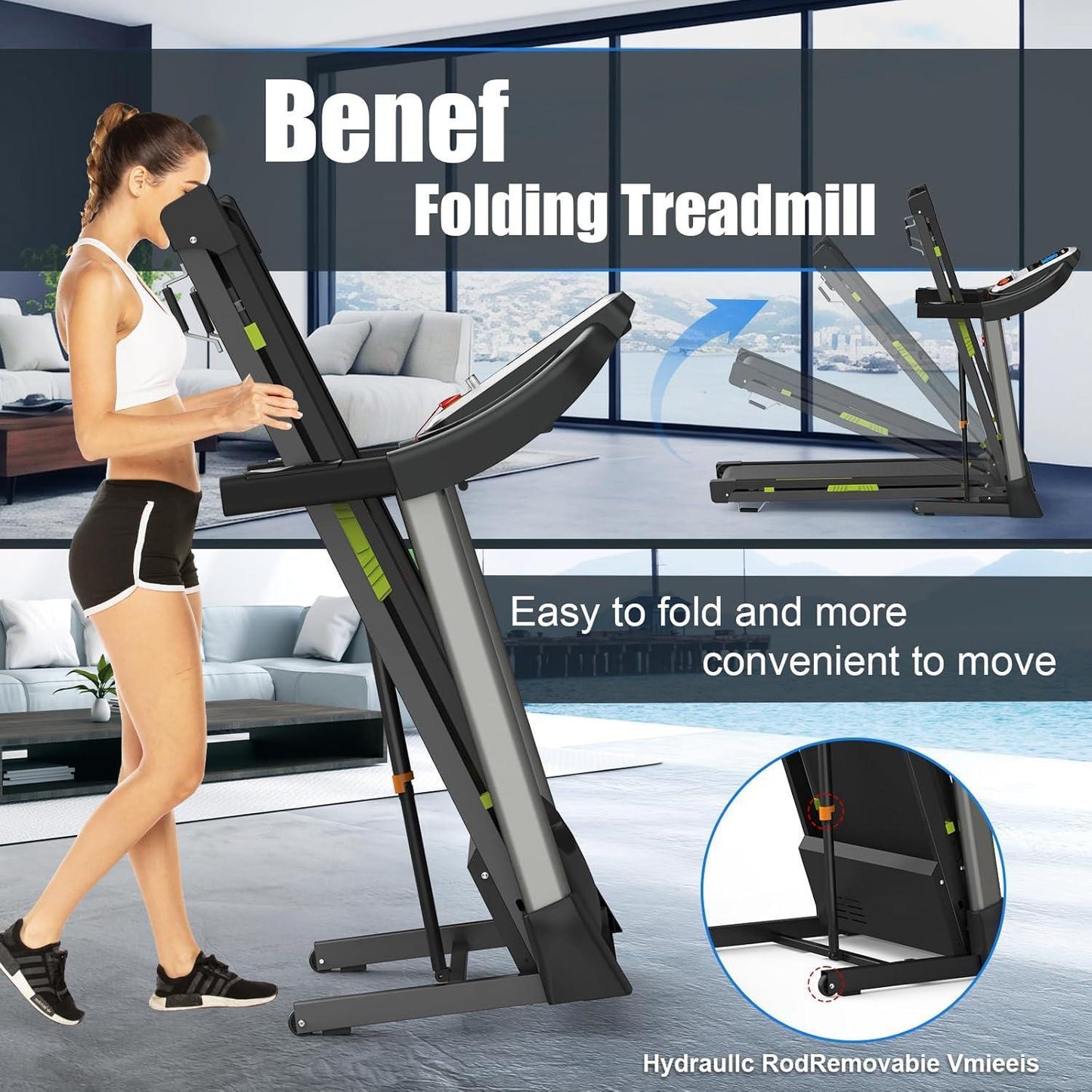 Portable Folding Treadmill With Intuitive LCD Panel