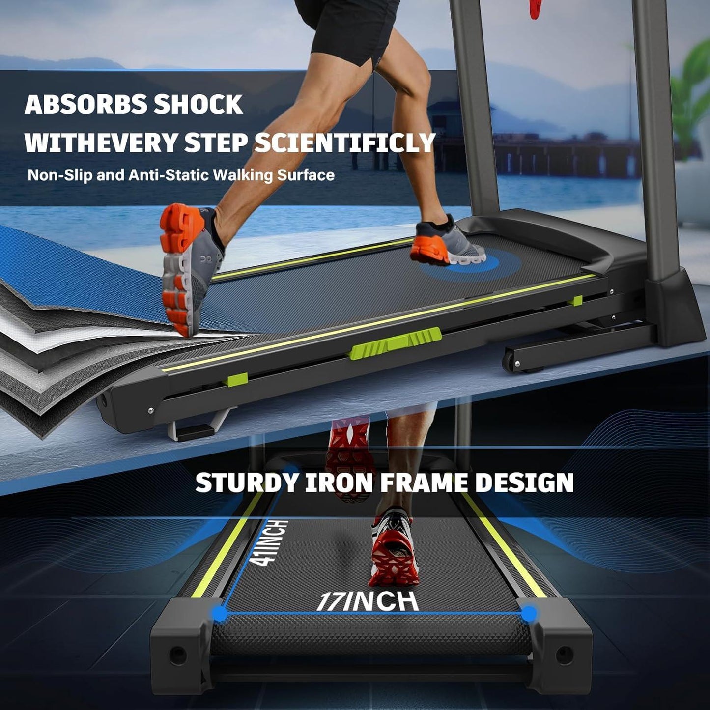 Portable Folding Treadmill With Intuitive LCD Panel