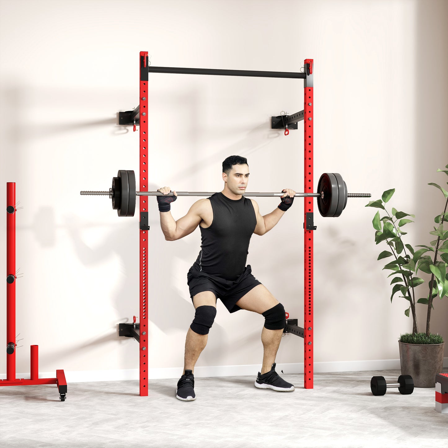 Folding Squat Rack with Pull Up Bar