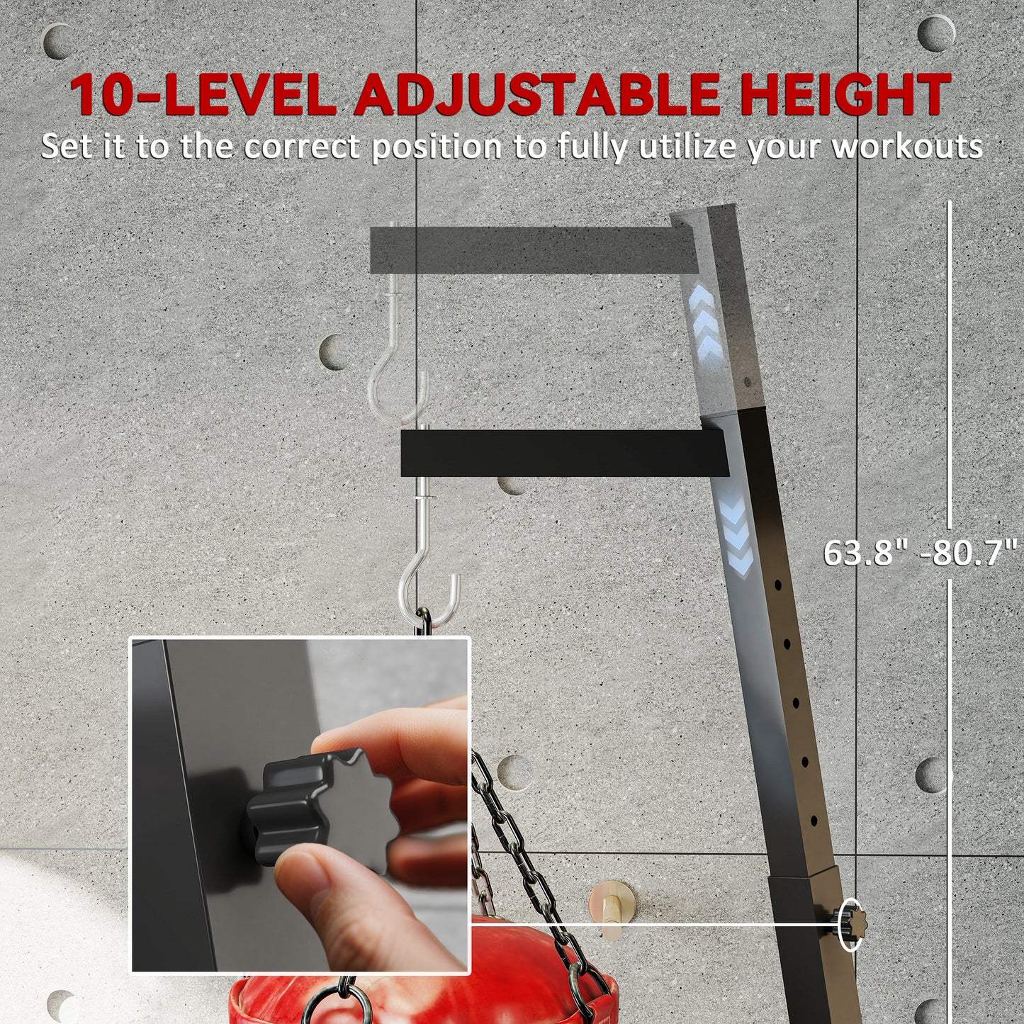 Height Adjustable Heavy Bag Stand with Weighted Base