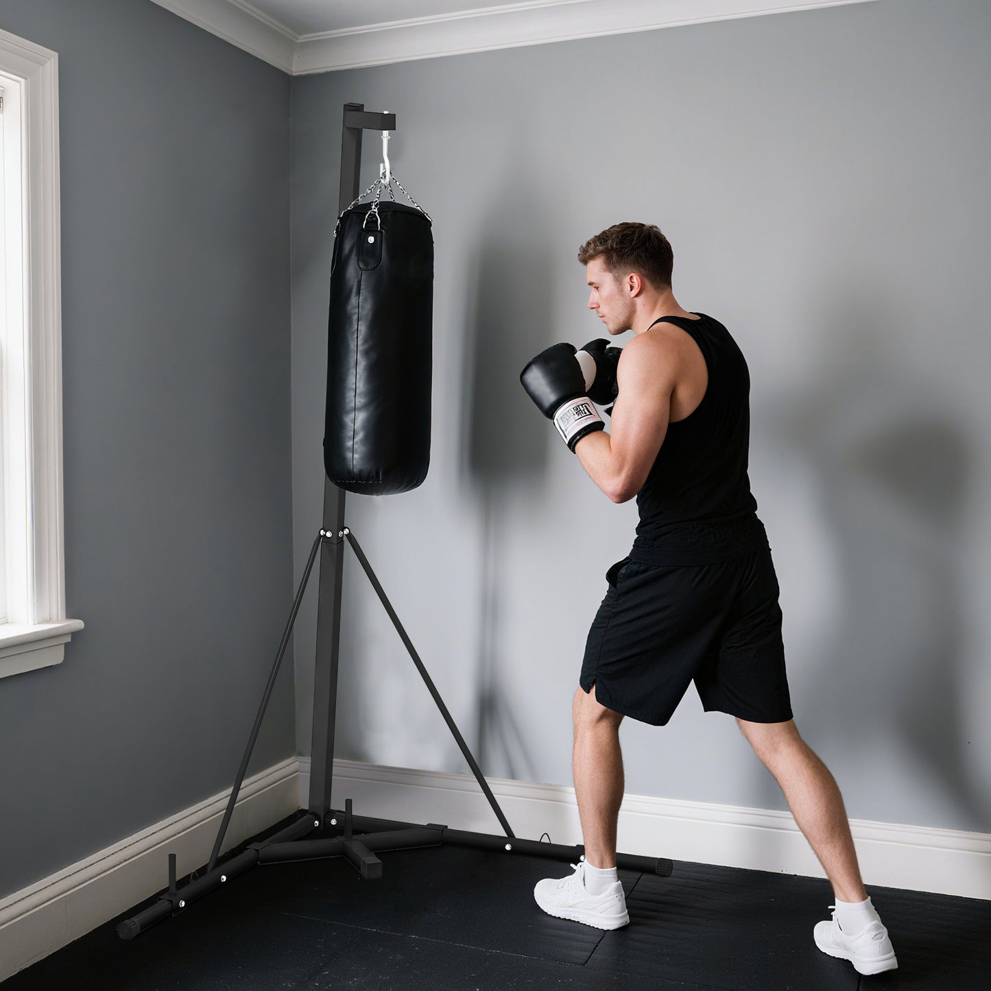 Height Adjustable Heavy Bag Stand with Weighted Base