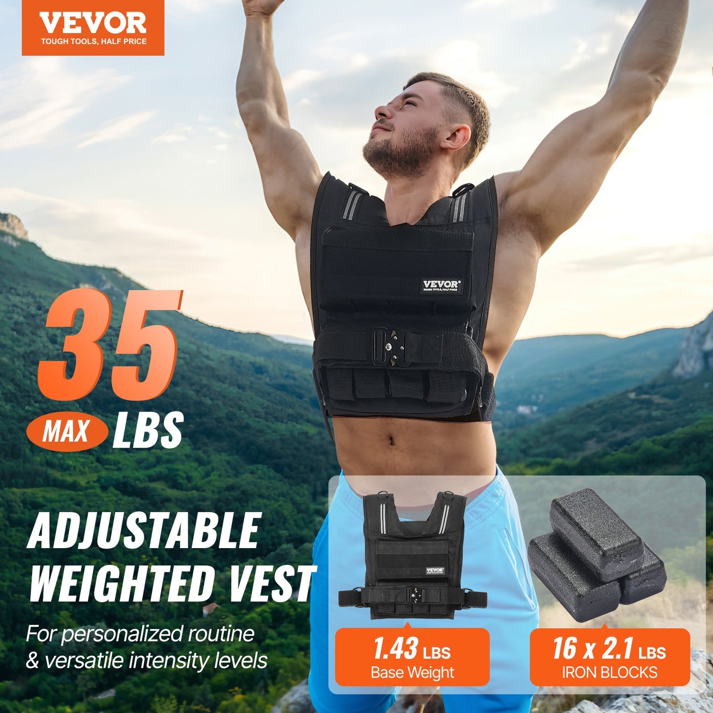 35lb Weight Vest With Iron Weights