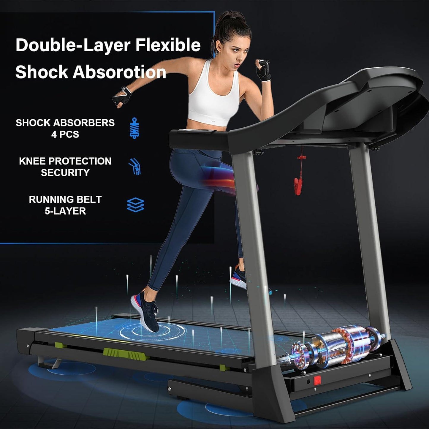 Portable Folding Treadmill With Intuitive LCD Panel