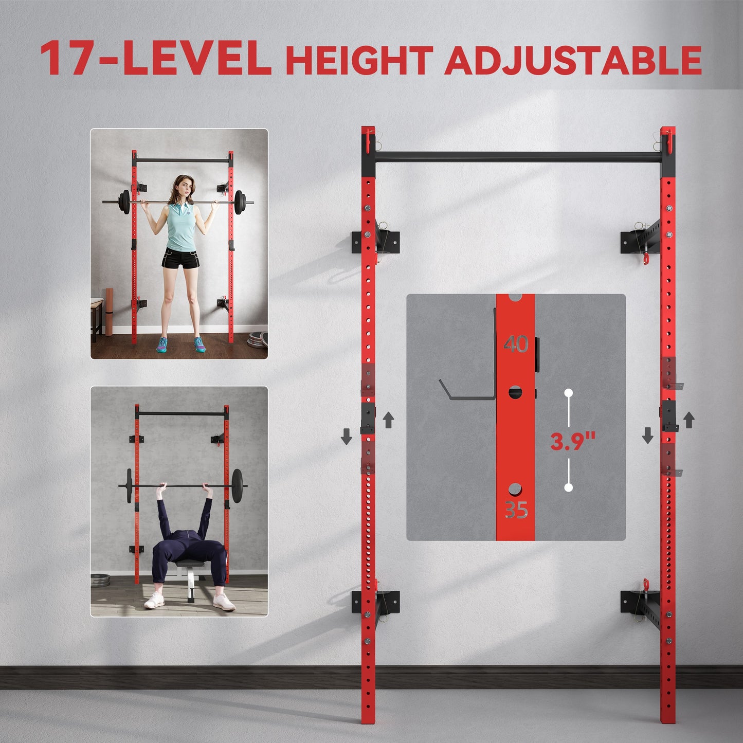 Folding Squat Rack with Pull Up Bar